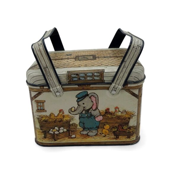 Farm Animal TIN LUNCHBOX with Dual Handles by Potpourri 80s Vintage - Picture 5 of 12